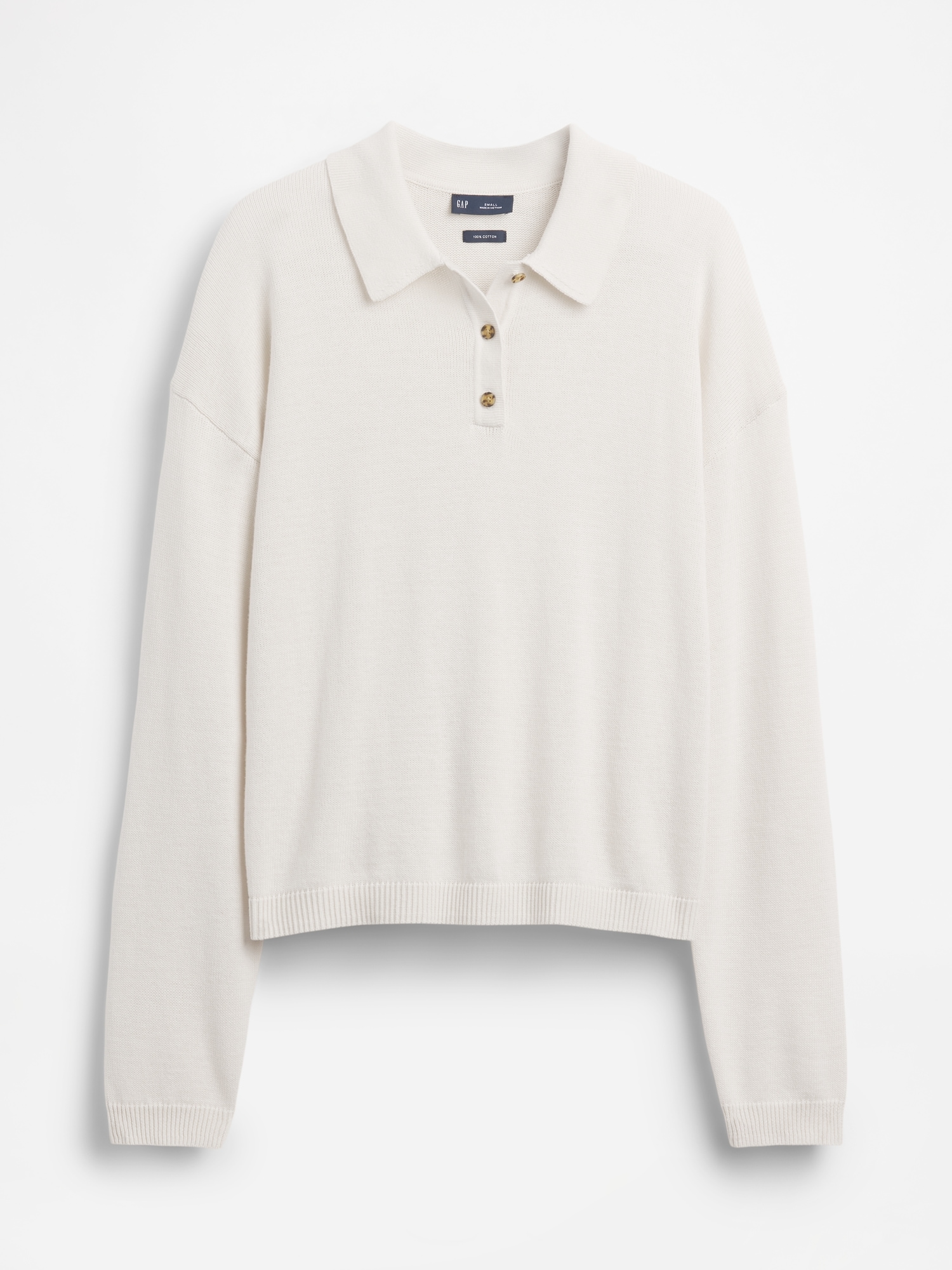 100% Cotton Relaxed Polo Sweater
