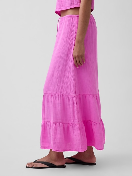 Image number 3 showing, Cotton Gauze Easy Tiered Maxi Skirt
