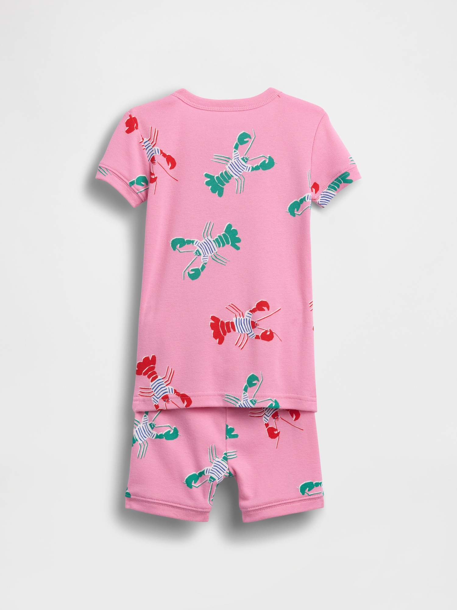 Пижамный комплект Lobster для детей, с шортами, хлопок — Gap, цвет: Розовый фламинго — фото 2