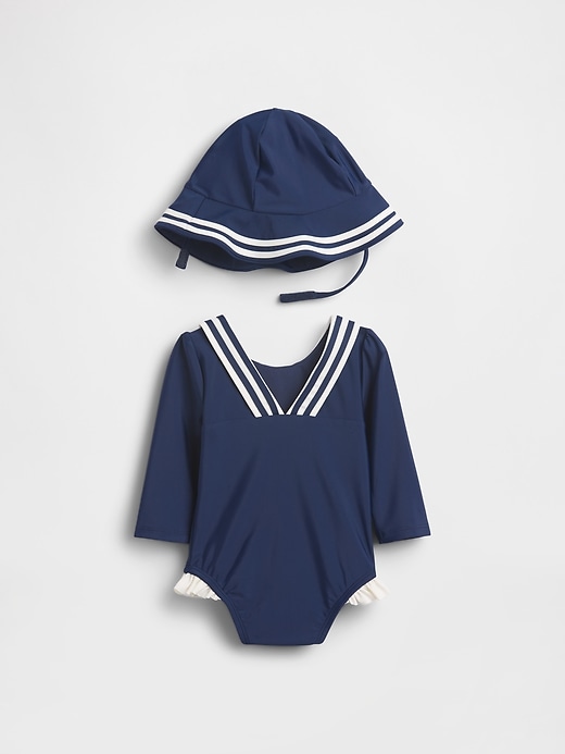 Image number 2 showing, Baby Sailor Rash Guard Swim Set