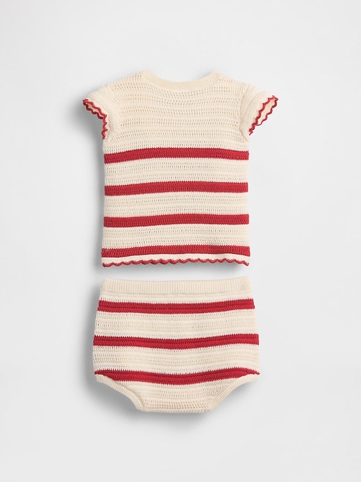 Image number 2 showing, Baby Crochet Stripe Outfit Set