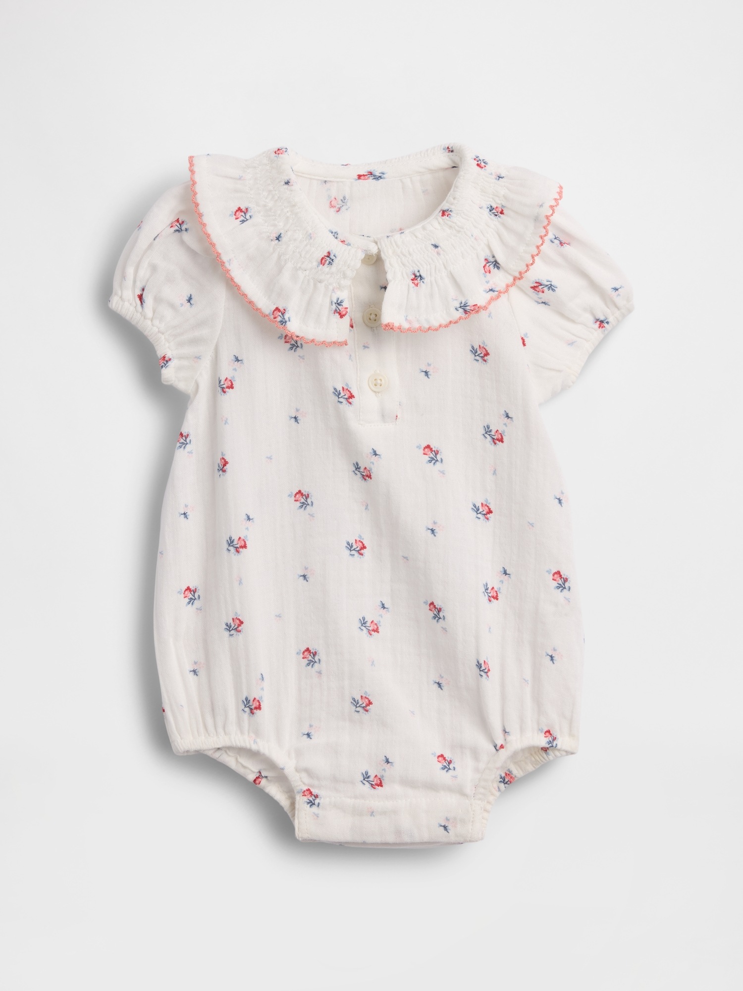 Gap Baby Cotton Gauze Floral Collared Bodysuit