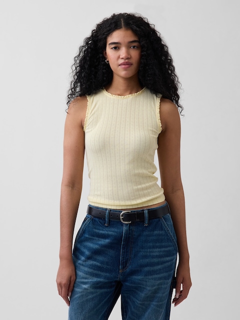 Pointelle Shell Tank Top