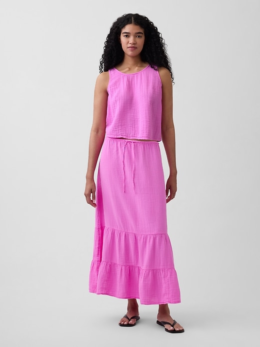 Image number 1 showing, Cotton Gauze Easy Tiered Maxi Skirt