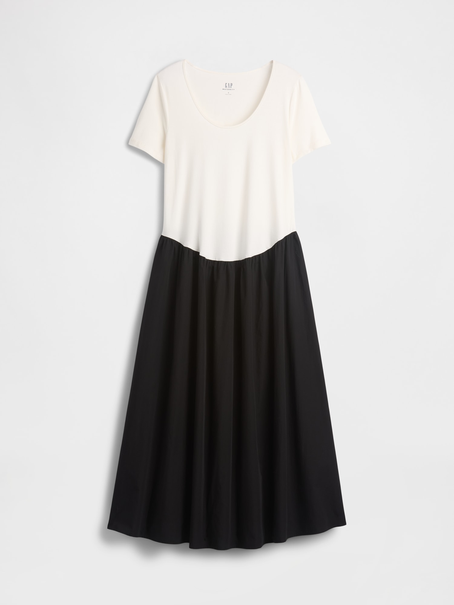 Maternity Mixed Media Drop-Waist Dress