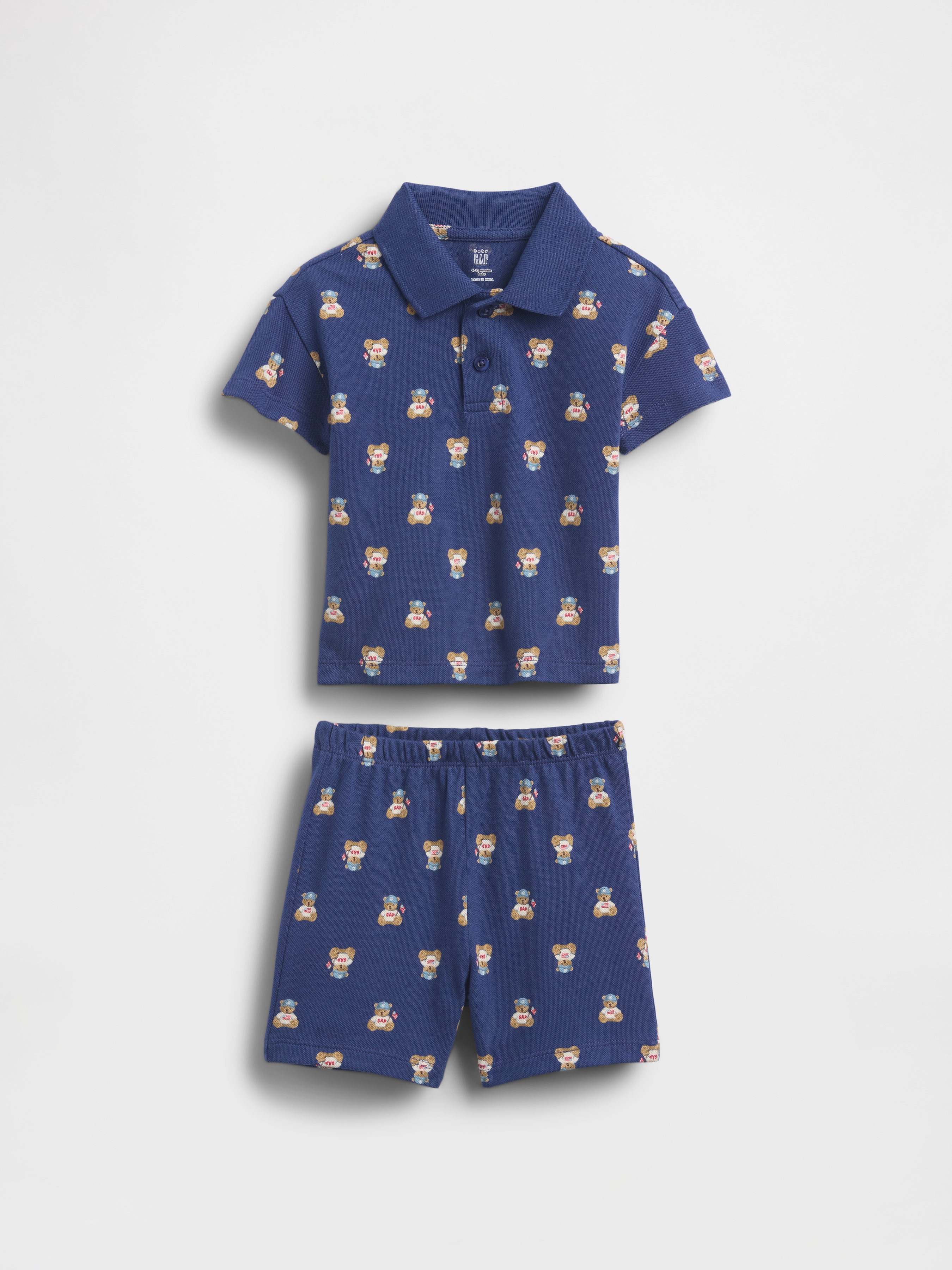 Baby Brannan Bear Pique Polo Outfit Set