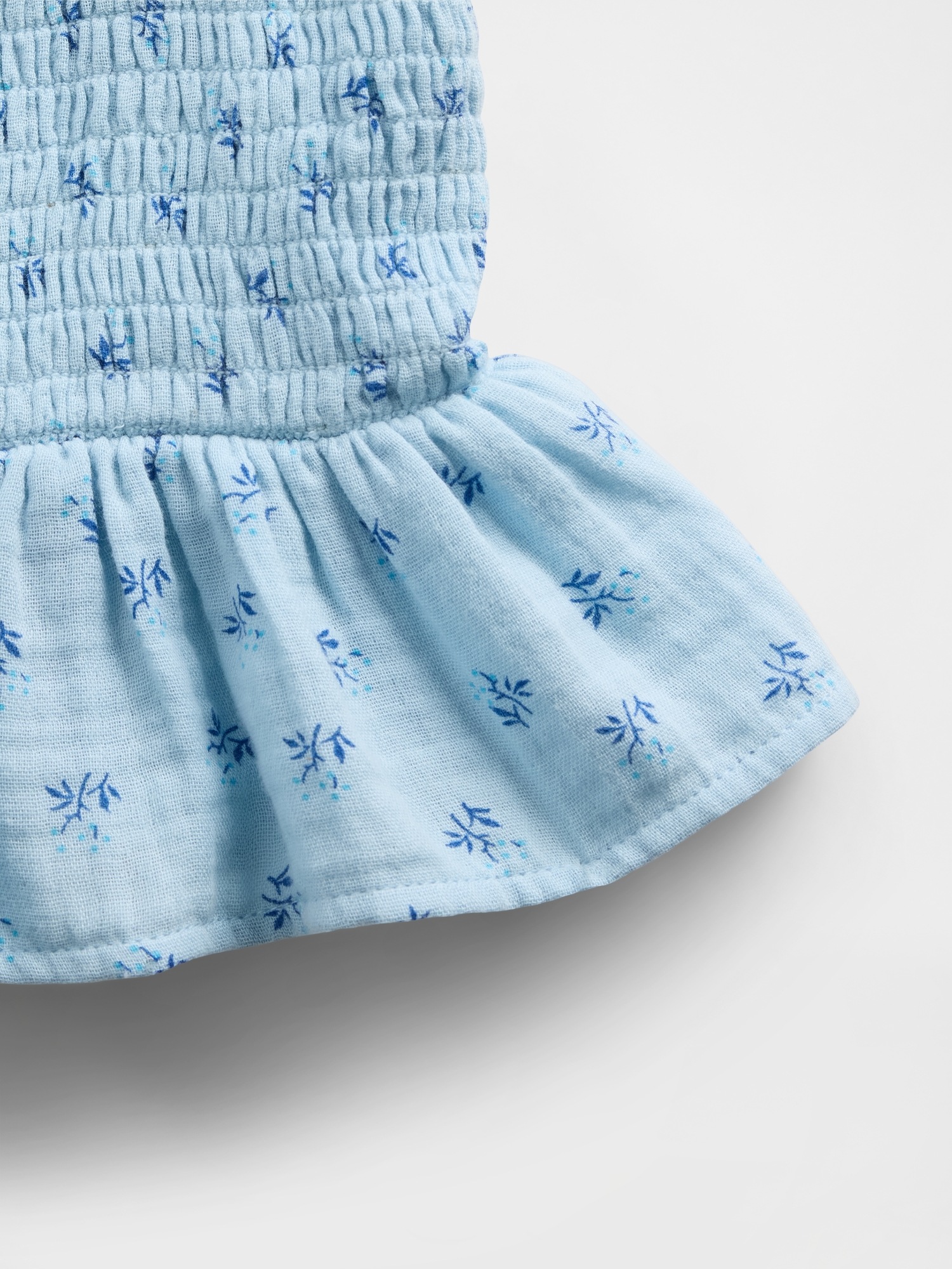 Детский топ Gap Cotton Gauze Smocked Peplum Top, цвет: Синий с принтом — фото 5