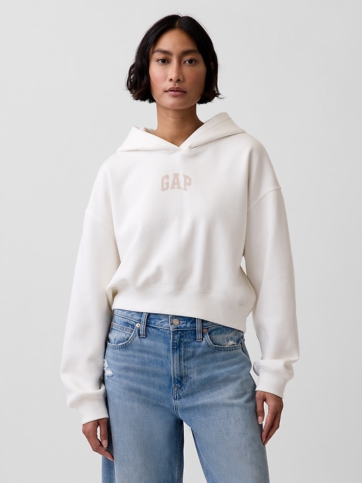 Image number 1 showing, VintageSoft Oversized Crop Logo Hoodie