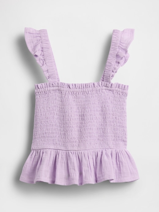 Image number 2 showing, Kids Cotton Gauze Smocked Peplum Top