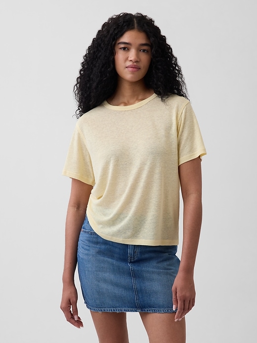 Image number 1 showing, Linen-Blend Relaxed T-Shirt