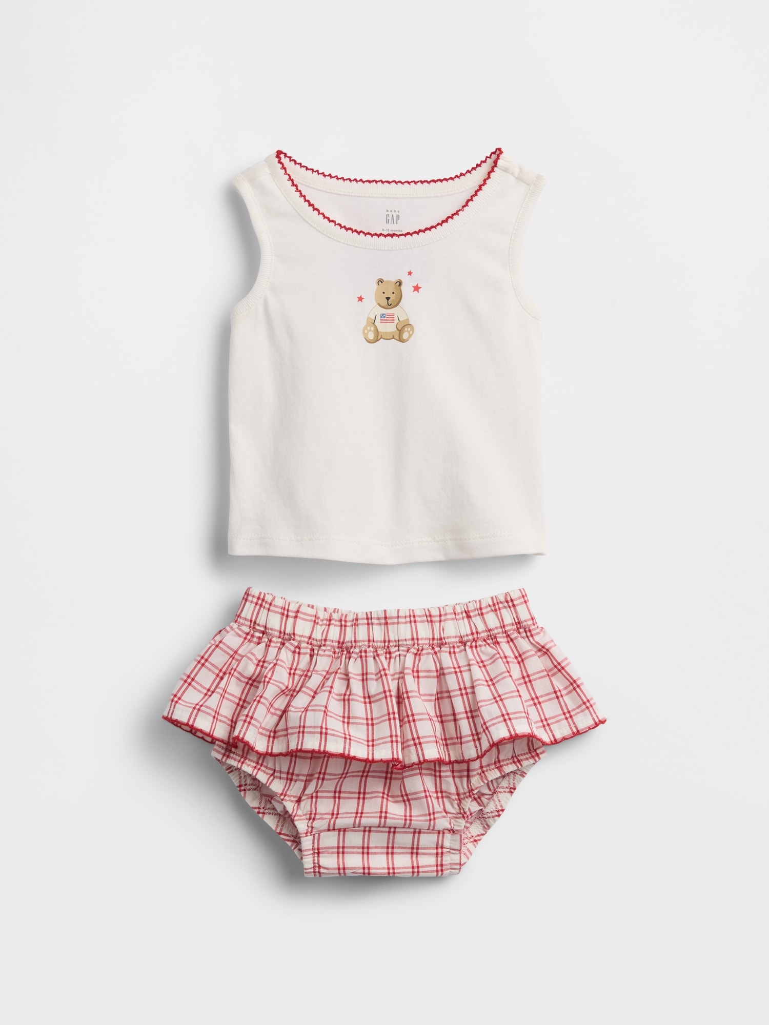 Baby Brannan Bear Tank Top & Plaid Skort Set