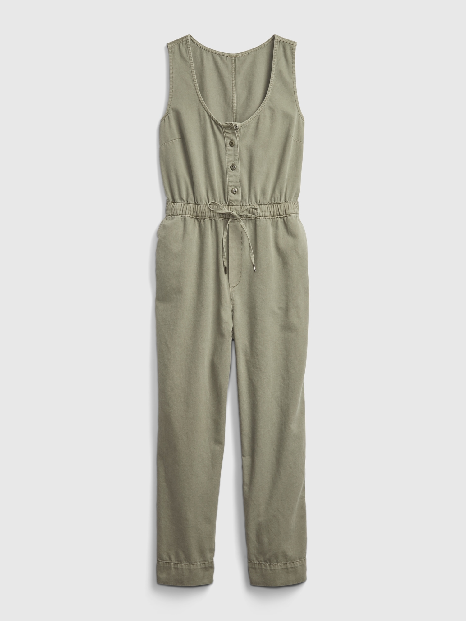 Sleeveless Button-Front Jumpsuit