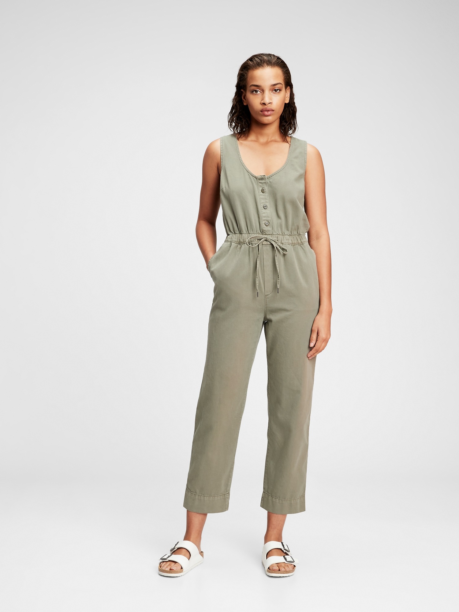 Gap Sleeveless Button-Front Jumpsuit — фото 2