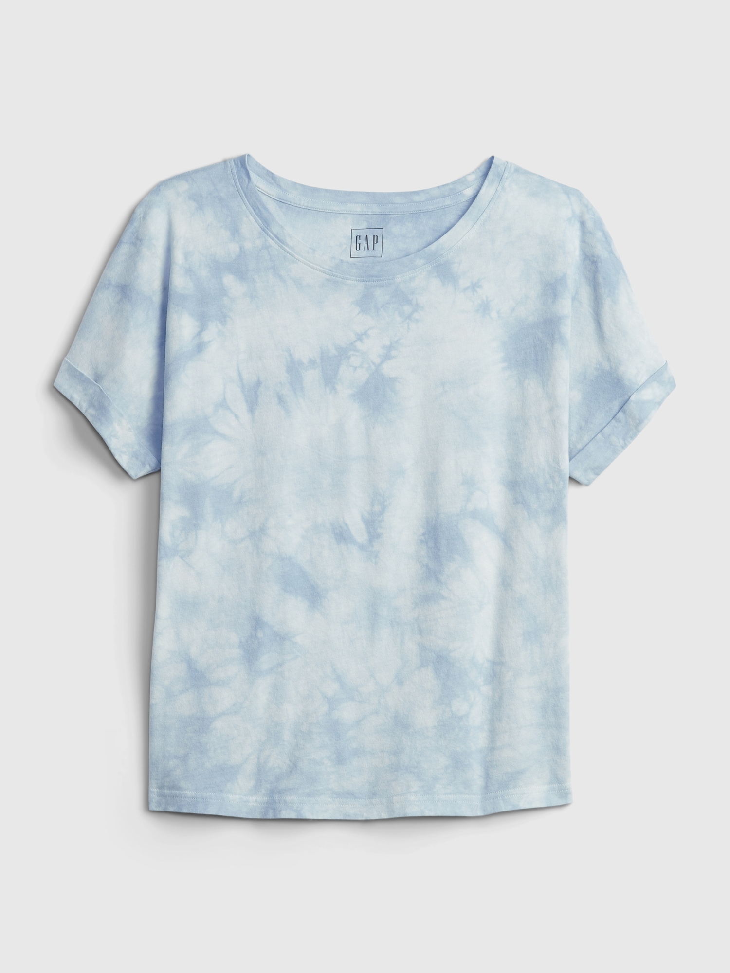 Vintage Abbreviated Tie- Dye Roll Cuff T-Shirt