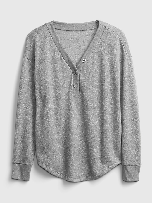 Cozy Marled Henley V-Neck T-Shirt