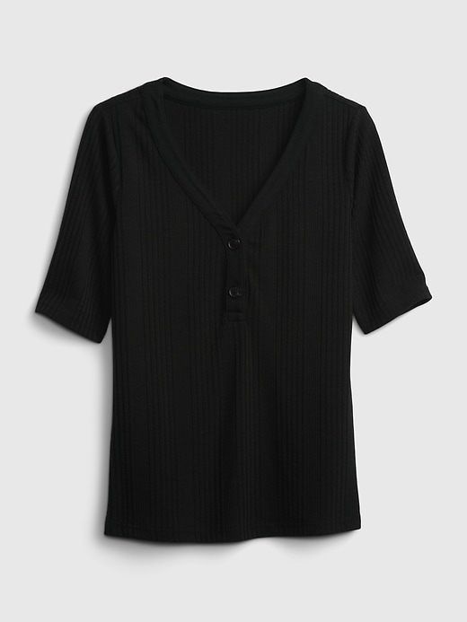 Henley Elbow-Sleeve T-Shirt