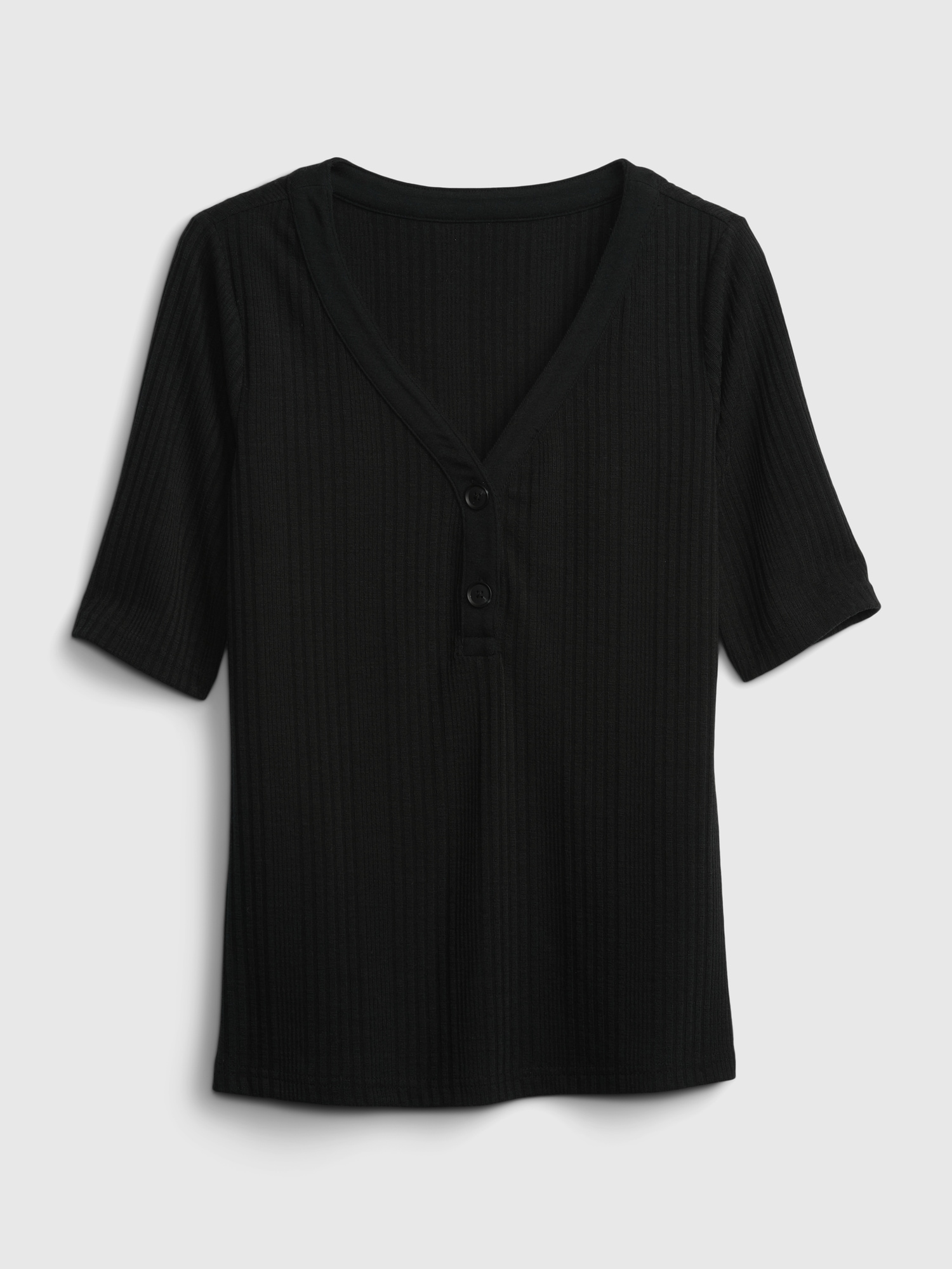 Henley Elbow-Sleeve T-Shirt