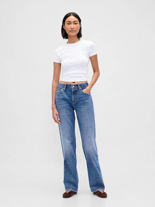 Mid Rise Rigid Relaxed Straight Jeans