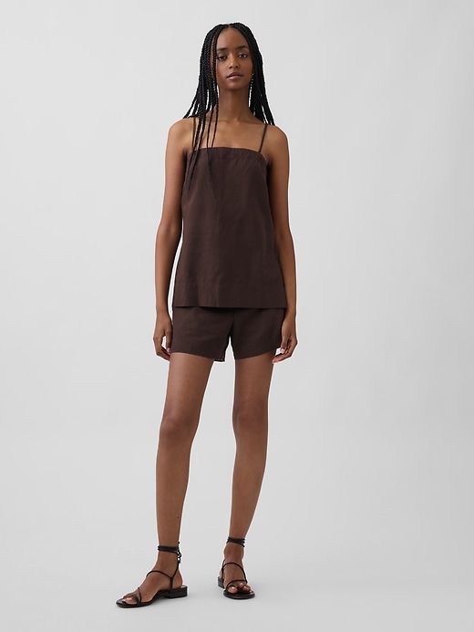 Image number 1 showing, 4" Mid Rise Linen-Blend Shorts