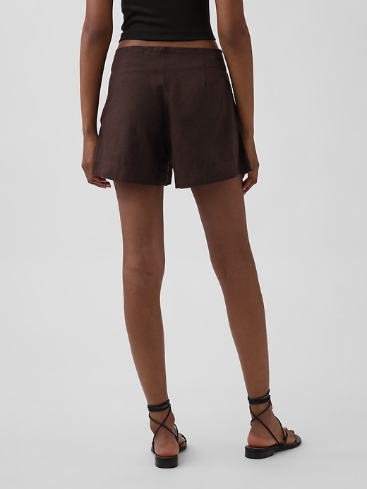 Image number 4 showing, 4" Mid Rise Linen-Blend Shorts