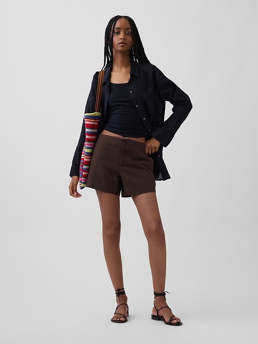Image number 6 showing, 4" Mid Rise Linen-Blend Shorts
