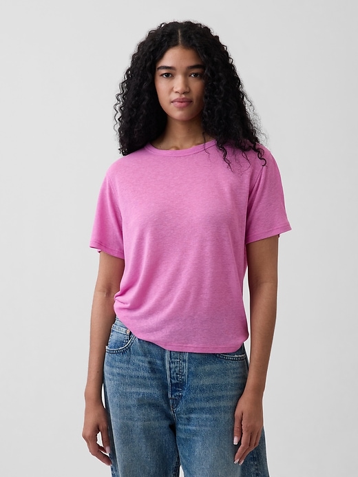 Linen-Blend Relaxed T-Shirt