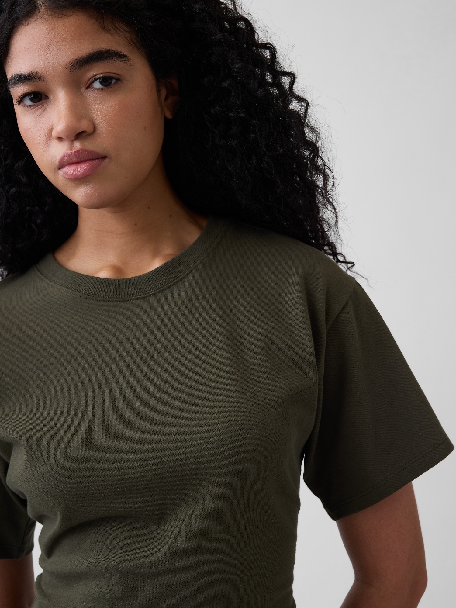 Knit Fitted-Waist T-Shirt