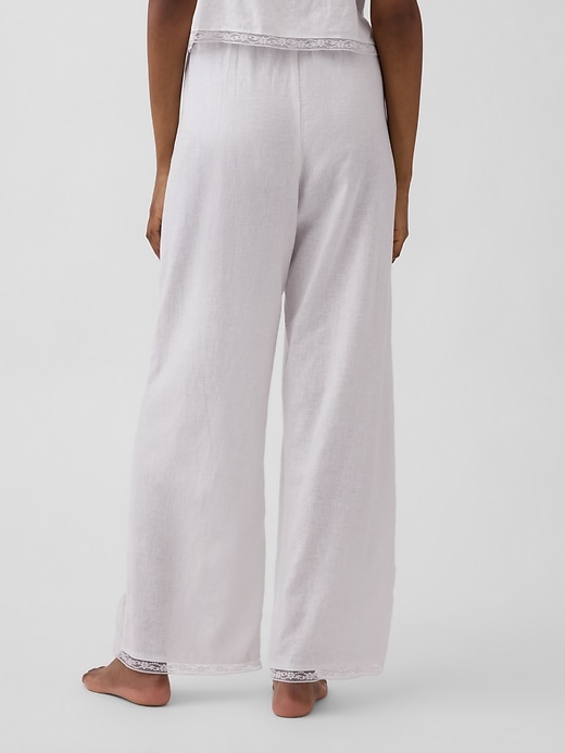 Image number 4 showing, Linen-Blend Lace-Hem PJ Pants