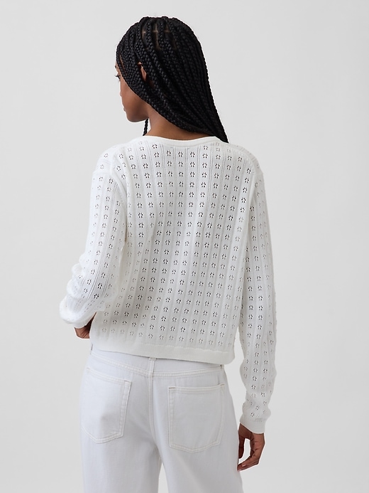 Image number 3 showing, 100% Cotton Pointelle Crop Cardigan