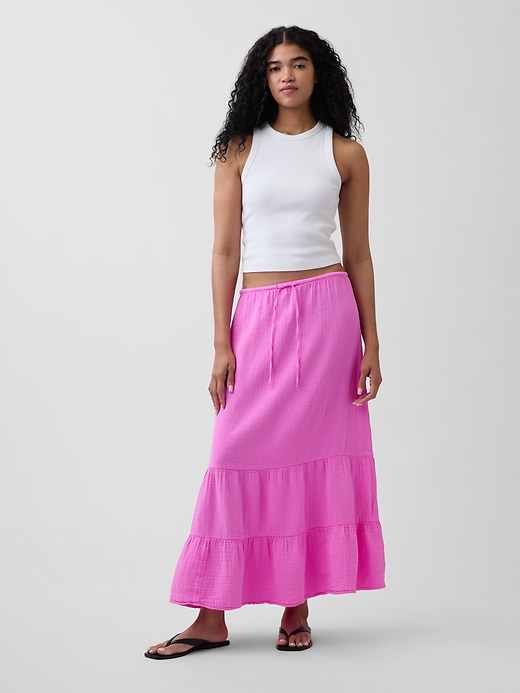 Image number 6 showing, Cotton Gauze Easy Tiered Maxi Skirt