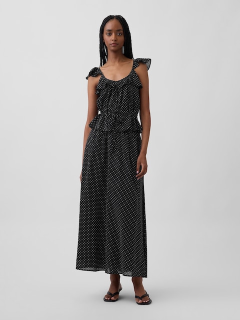 Dotted Voile Maxi Skirt