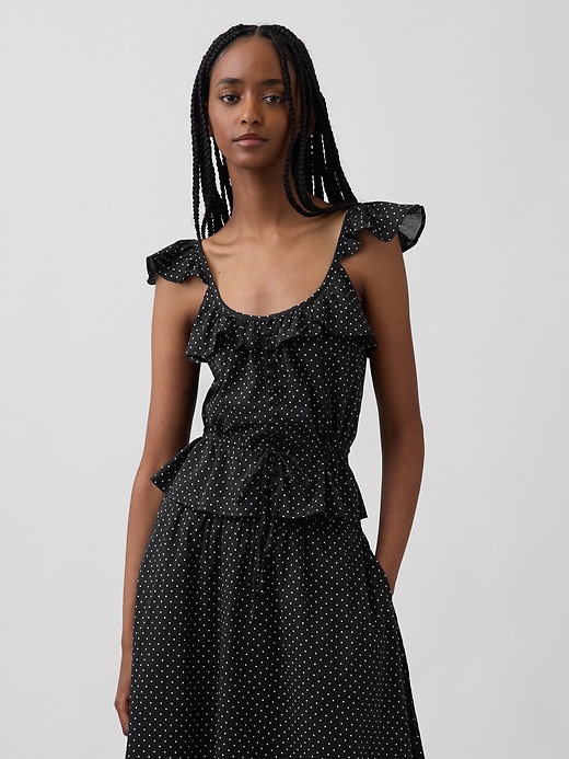 Flutter-Sleeve Tie-Waist Top