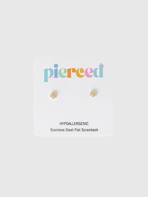 Image number 1 showing, Pierced Co Tiny Classic Flower Screwback Earrings