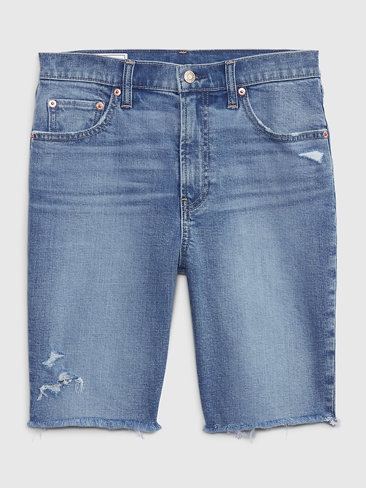 High Rise Denim Bermuda Shorts