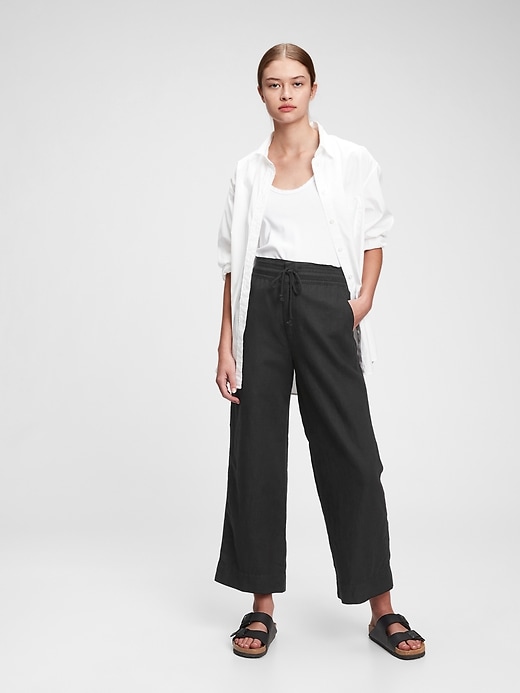 Image number 2 showing, High Rise Linen-Blend Wide-Leg Pants
