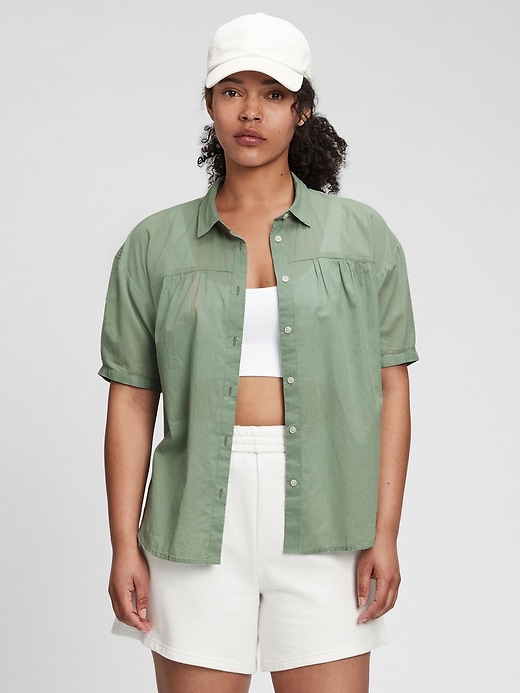 Image number 2 showing, Shirred Button-Front Shirt