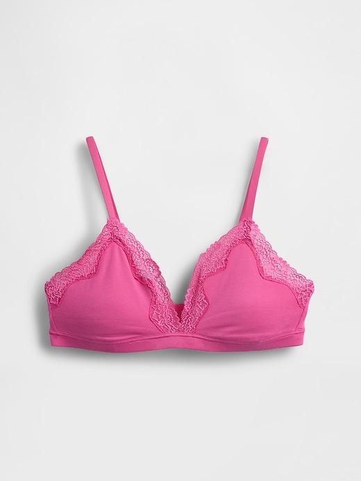 Image number 5 showing, Organic Stretch Cotton Lace-Trim Triangle Bra