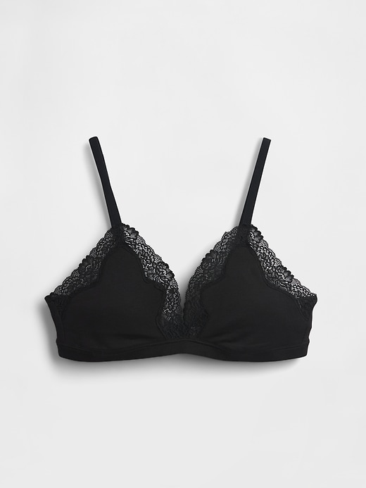 Image number 5 showing, Organic Stretch Cotton Lace-Trim Triangle Bra