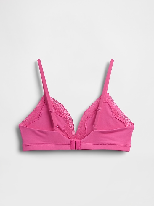 Image number 6 showing, Organic Stretch Cotton Lace-Trim Triangle Bra