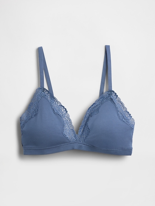 Image number 5 showing, Organic Stretch Cotton Lace-Trim Triangle Bra