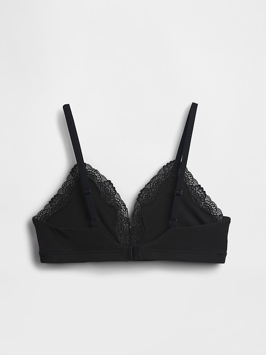 Image number 6 showing, Organic Stretch Cotton Lace-Trim Triangle Bra