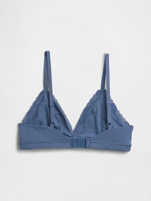 Image number 6 showing, Organic Stretch Cotton Lace-Trim Triangle Bra