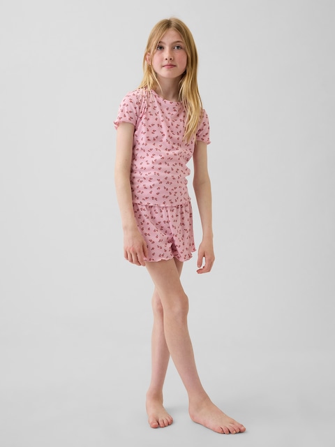 Kids Recycled Rib PJ Short Set
