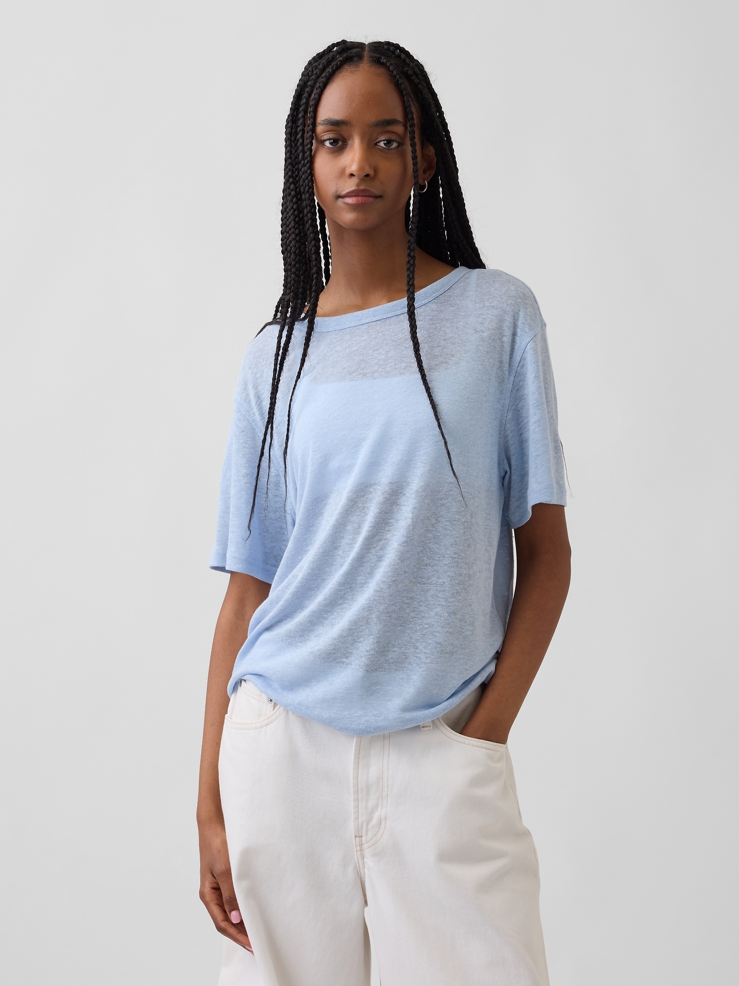 Linen-Blend Relaxed T-Shirt