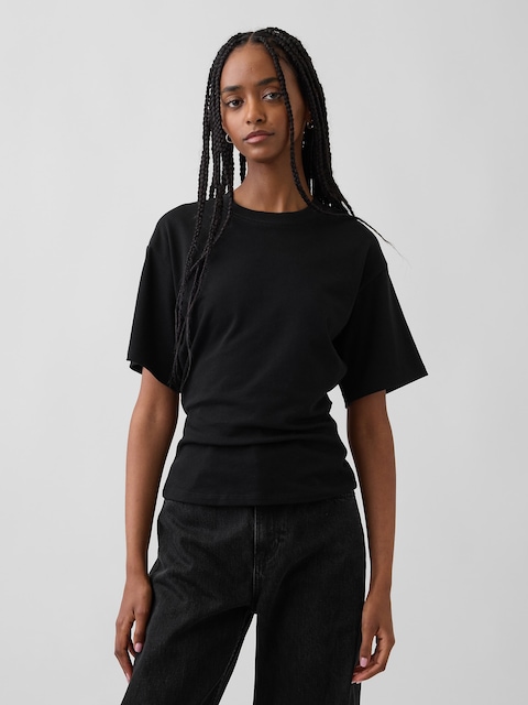 Knit Fitted-Waist T-Shirt