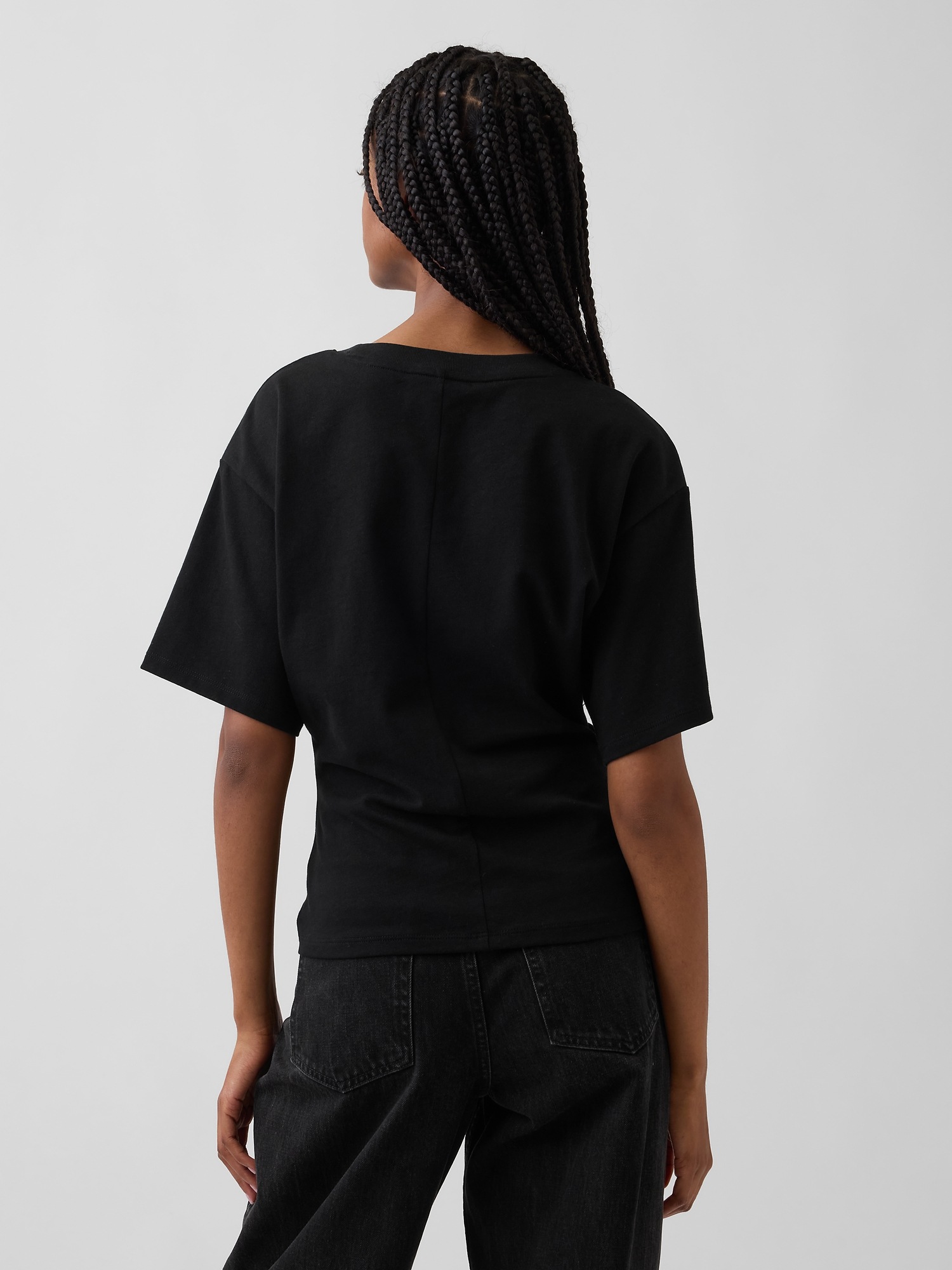 Женская футболка Gap Knit Fitted-Waist, цвет: Чёрный — фото 3