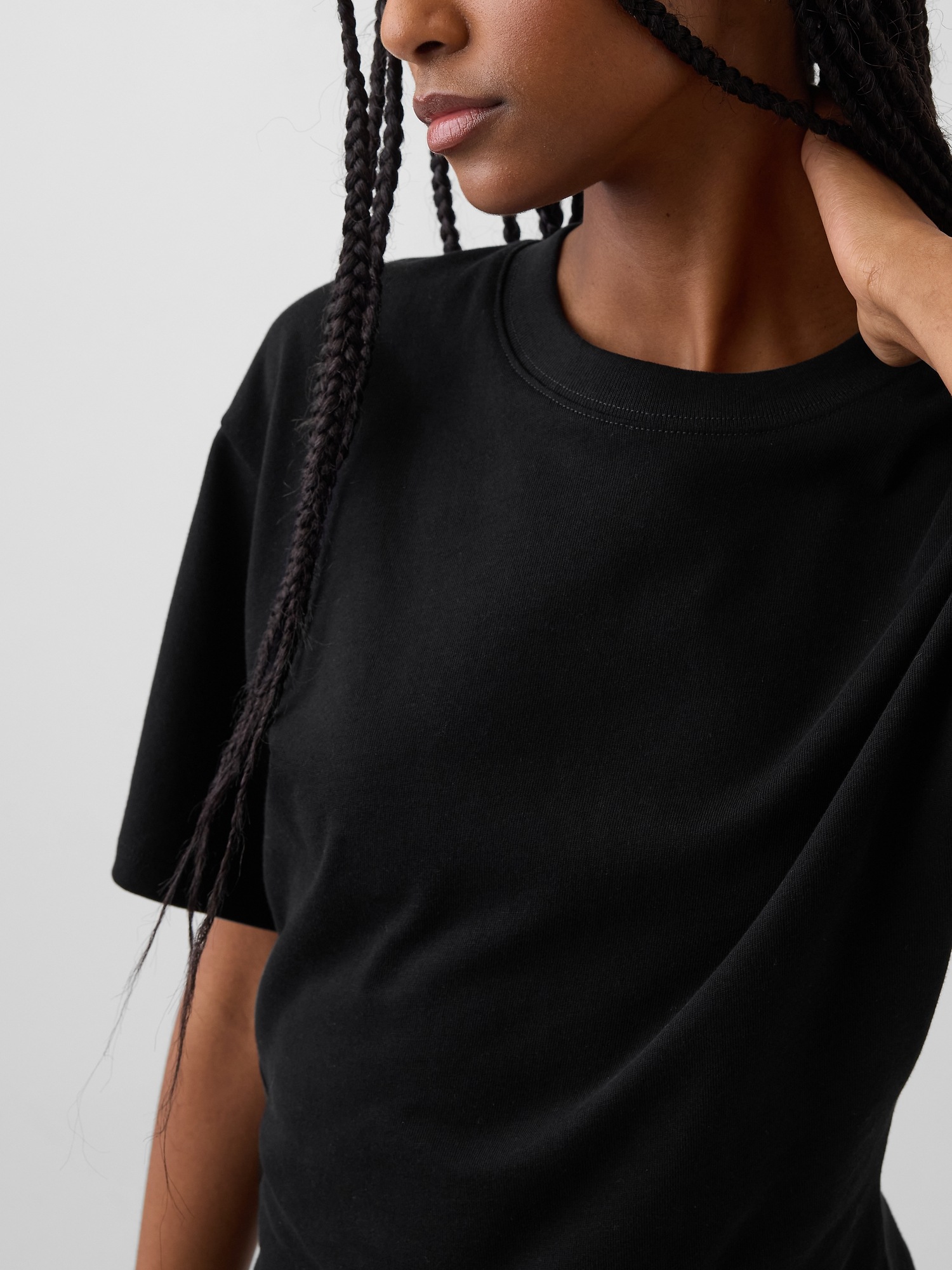 Женская футболка Gap Knit Fitted-Waist, цвет: Чёрный — фото 4