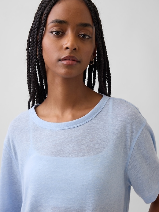 Image number 4 showing, Linen-Blend Relaxed T-Shirt