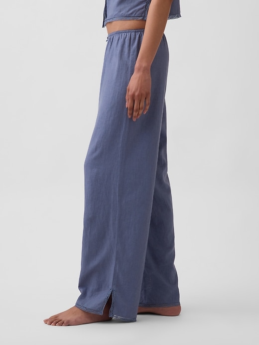 Image number 3 showing, Linen-Blend Lace-Hem PJ Pants