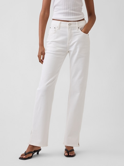 Image number 2 showing, Mid Rise Split-Hem Straight Jeans